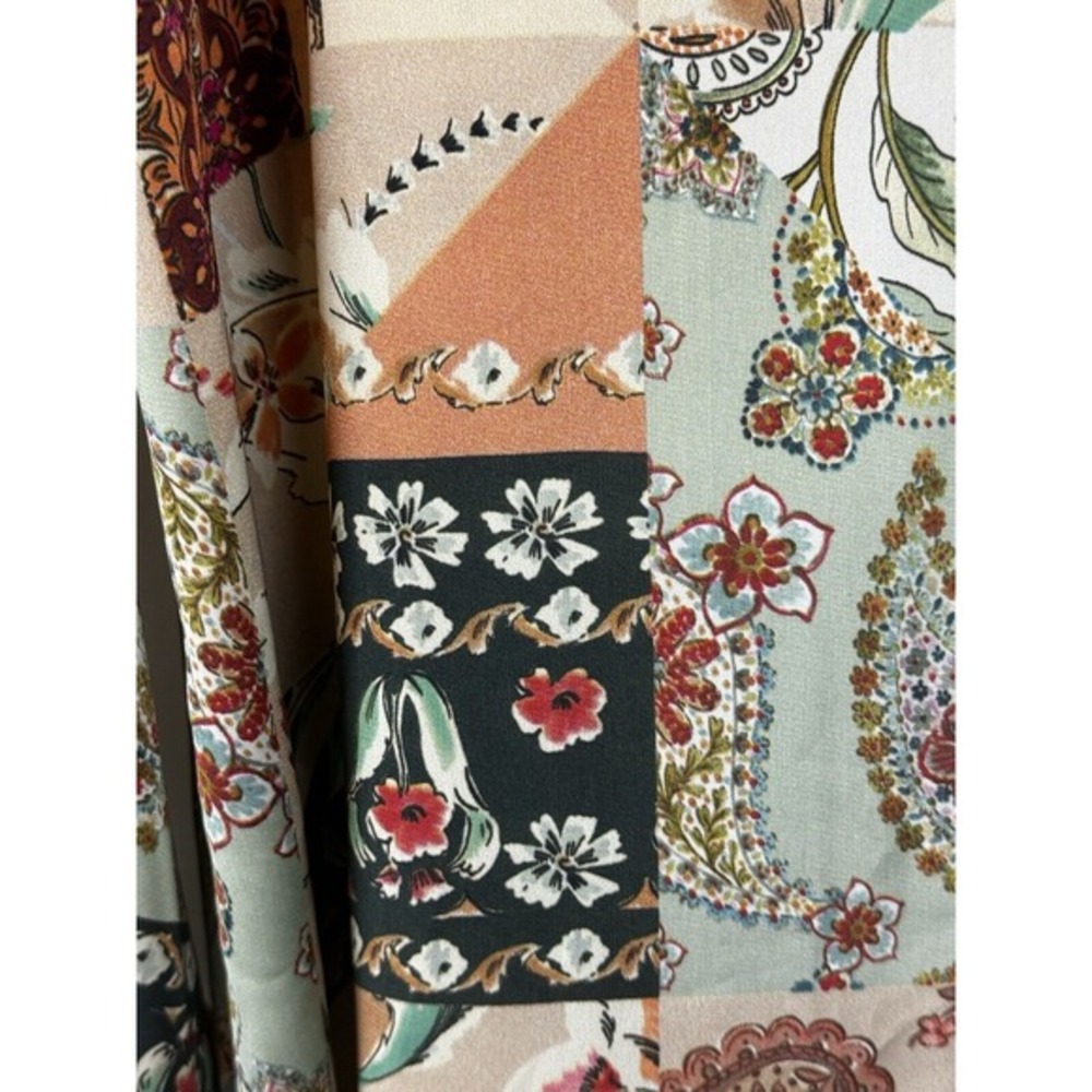 ZARA Patchwork Paisley Print Button Down Shirt Long Sleeve L Fairycore 54-10 - Picture 4 of 12